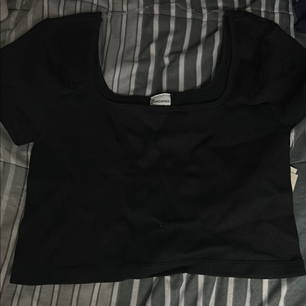 No Boundaries Black and White Fitted Crop T-Shirt